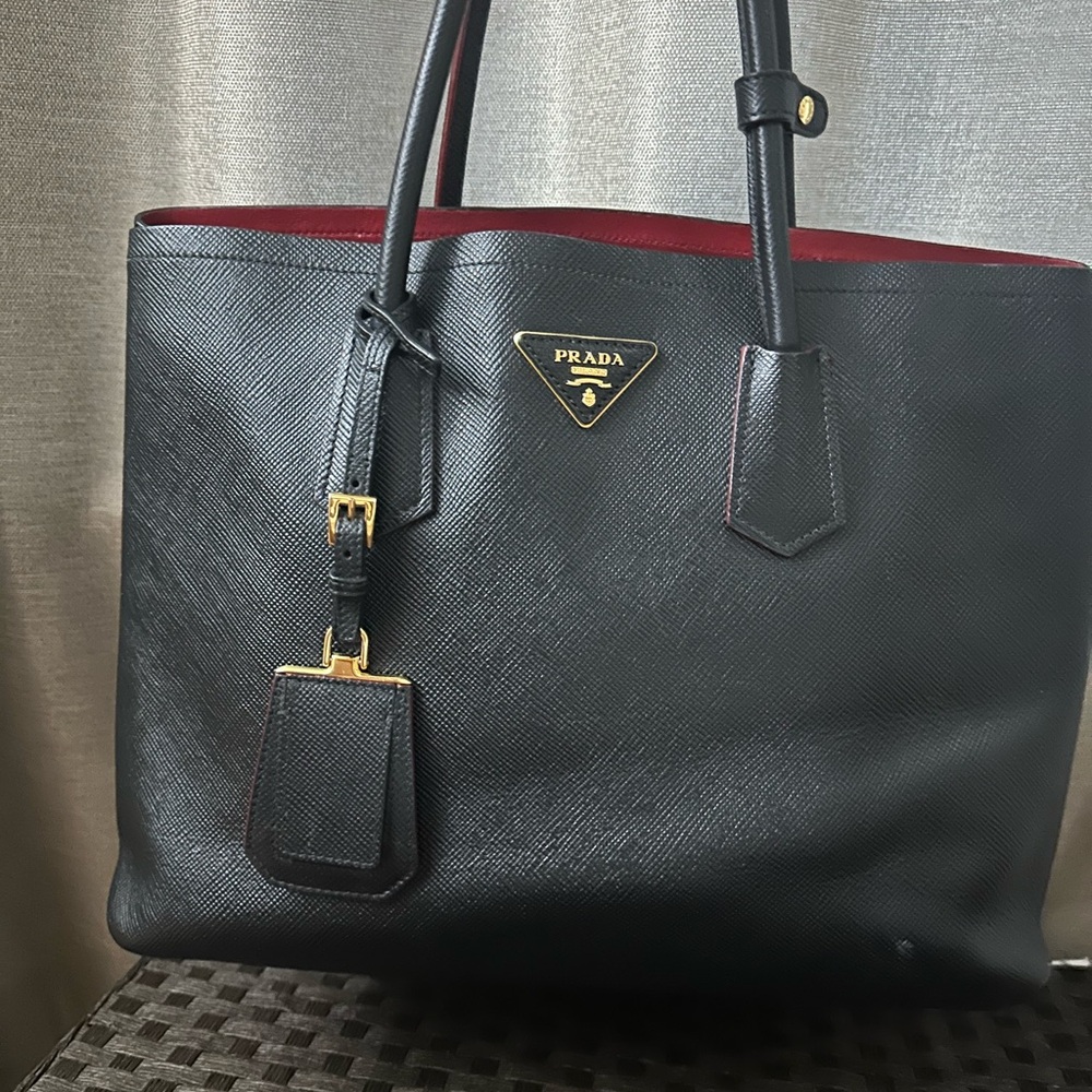 Prada Black Tote with Rich Red Lining